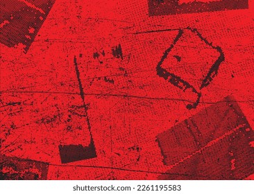Glitch distorted grunge background . Noise destroyed texture . Trendy defect error shapes . grunge texture . Distressed effect .Vector shapes with a duo tone halftone dots screen print texture.