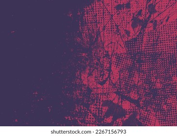 Glitch distorted grunge background . Noise destroyed texture . Trendy defect error shapes . grunge texture . Distressed effect .Vector shapes with a duo tone halftone dots screen print texture.