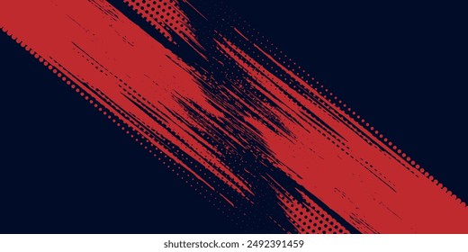 Glitch distorted grunge background. Noise destroyed texture. Red halftone dots blue color pattern gradient grunge texture background.