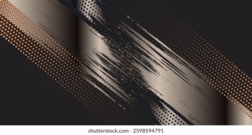 Glitch distorted grunge background. Noise destroyed texture. gray gold  halftone dots blue color pattern gradient grunge texture background.
