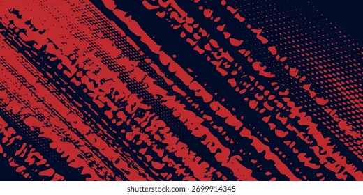 Glitch distorsionado fondo grunge. El ruido destruyó la textura. Moderno fondo de textura grunge degradado de patrón de color azul de puntos de semitono rojo.