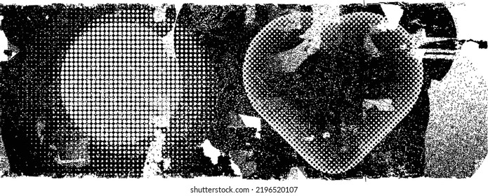 Collage de grifo distorsionado con brillo. El ruido destruyó la textura. Formas de error de defecto de moda . Textura de fondo. Efecto perturbado .Formas vectoras con una textura de impresión de pantalla de puntos de medio tono.