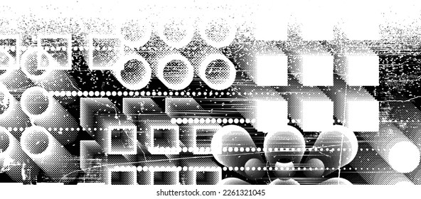 Glitch-verdrehte Grunge-Collage . Rauschen zerstörte Textur. Trendy Defaultformen . Overlay Grunge Textur . Distressed effect .Vector formt mit einer Siebdrucktextur mit Halbton-Punkten.