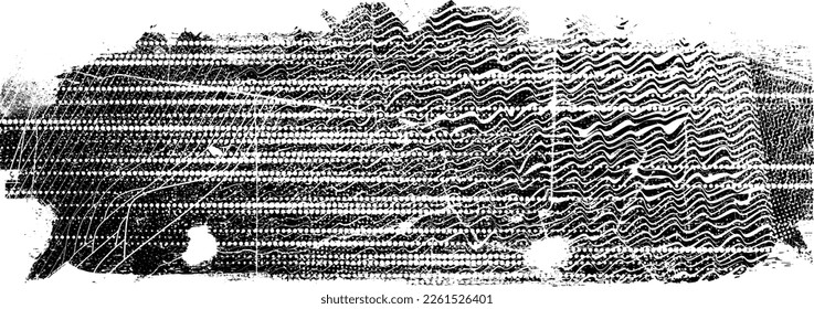 Glitch distorted grunge collage  . Noise destroyed texture . Trendy defect error shapes . Overlay grunge texture . Distressed effect .Vector shapes with a halftone dots screen print texture.