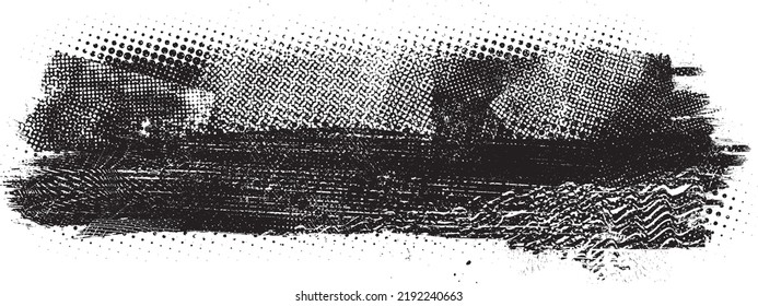 Glitch distorted grunge layer  . Noise destroyed texture . Trendy defect error shapes . Overlay grunge texture . Distressed effect .Vector shapes with a halftone dots screen print texture.