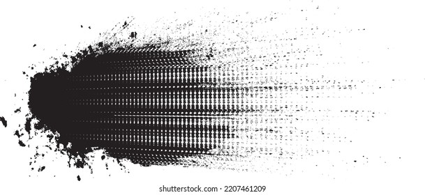 Glitch distorted grunge layer  . Noise destroyed texture . Trendy defect error shapes . Overlay grunge texture . Distressed effect .Vector shapes with a halftone dots screen print texture.