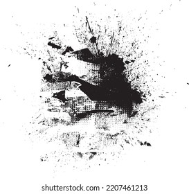 Glitch distorted grunge layer  . Noise destroyed texture . Trendy defect error shapes . Overlay grunge texture . Distressed effect .Vector shapes with a halftone dots screen print texture.