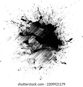 Glitch distorted grunge layer  . Noise destroyed texture . Trendy defect error shapes . Overlay grunge texture . Distressed effect .Vector shapes with a halftone dots screen print texture.