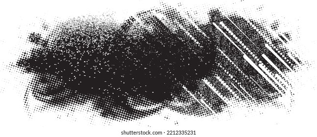 Glitch distorted grunge layer  . Noise destroyed texture . Trendy defect error shapes . Overlay grunge texture . Distressed effect .Vector shapes with a halftone dots screen print texture.