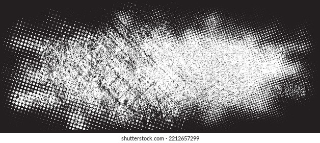 Glitch distorted grunge layer  . Noise destroyed texture . Trendy defect error shapes . Overlay grunge texture . Distressed effect .Vector shapes with a halftone dots screen print texture.