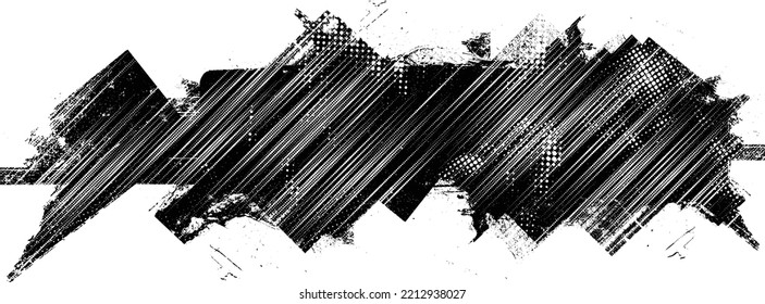 Glitch distorted grunge layer  . Noise destroyed texture . Trendy defect error shapes . Overlay grunge texture . Distressed effect .Vector shapes with a halftone dots screen print texture.