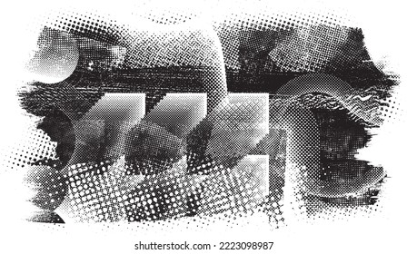 Glitch verzerrte Grunge-Schicht . Rauschen zerstörte Textur. Trendy Defaultformen . Overlay Grunge Textur . Distressed effect .Vector formt mit einer Siebdrucktextur mit Halbton-Punkten.