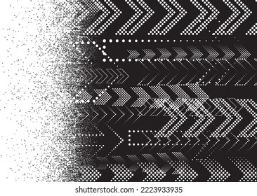Capa de grifo distorsionada con destello. El ruido destruyó la textura. Formas de error de defecto de moda . Textura de fondo. Efecto perturbado .Formas vectoras con una textura de impresión de pantalla de puntos de medio tono.