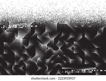 Capa de grifo distorsionada con destello. El ruido destruyó la textura. Formas de error de defecto de moda . Textura de fondo. Efecto perturbado .Formas vectoras con una textura de impresión de pantalla de puntos de medio tono.