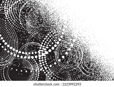 Glitch distorted grunge layer . Noise destroyed texture . Trendy defect error shapes . Overlay grunge texture . Distressed effect .Vector shapes with a halftone dots screen print texture.