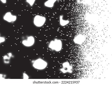 Glitch distorted grunge layer  . Noise destroyed texture . Trendy defect error shapes . Overlay grunge texture . Distressed effect .Vector shapes with a halftone dots screen print texture.