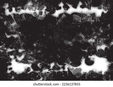 Capa de grifo distorsionada con destello. El ruido destruyó la textura. Formas de error de defecto de moda . Textura de fondo. Efecto perturbado .Formas vectoras con una textura de impresión de pantalla de puntos de medio tono.
