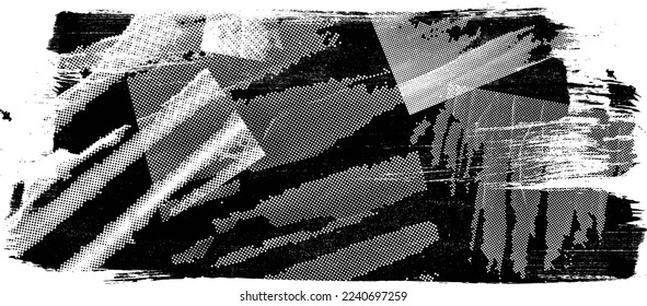 Capa de grifo distorsionada con destello. El ruido destruyó la textura. Formas de error de defecto de moda . Textura de fondo. Efecto perturbado .Formas vectoras con una textura de impresión de pantalla de puntos de medio tono.