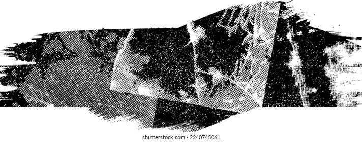 Glitch distorted grunge layer  . Noise destroyed texture . Trendy defect error shapes . Overlay grunge texture . Distressed effect .Vector shapes with a halftone dots screen print texture.