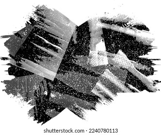 Glitch verzerrte Grunge-Schicht . Rauschen zerstörte Textur. Trendy Defaultformen . Overlay Grunge Textur . Distressed effect .Vector formt mit einer Siebdrucktextur mit Halbton-Punkten.