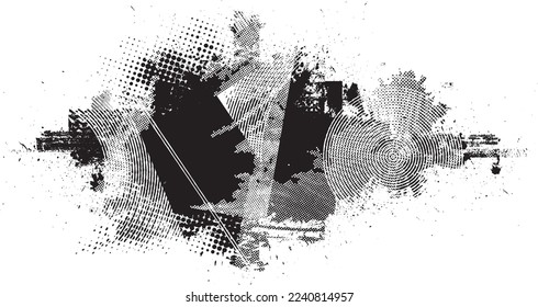 Glitch verzerrte Grunge-Schicht . Rauschen zerstörte Textur. Trendy Defaultformen . Overlay Grunge Textur . Distressed effect .Vector formt mit einer Siebdrucktextur mit Halbton-Punkten.