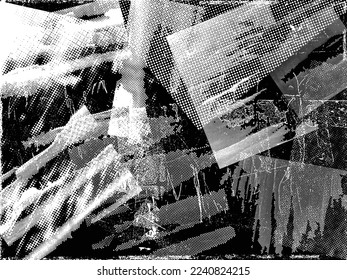 Glitch verzerrte Grunge-Schicht . Rauschen zerstörte Textur. Trendy Defaultformen . Overlay Grunge Textur . Distressed effect .Vector formt mit einer Siebdrucktextur mit Halbton-Punkten.