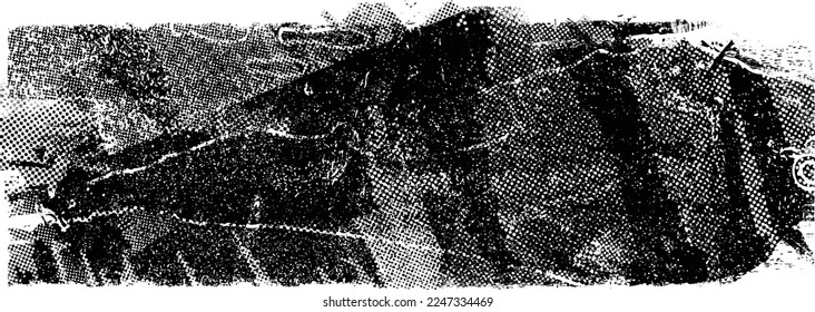 Glitch distorted grunge layer  . Noise destroyed texture . Trendy defect error shapes . Overlay grunge texture . Distressed effect .Vector shapes with a halftone dots screen print texture.