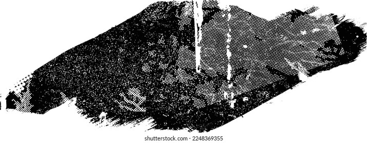 Glitch distorted grunge layer  . Noise destroyed texture . Trendy defect error shapes . Overlay grunge texture . Distressed effect .Vector shapes with a halftone dots screen print texture.