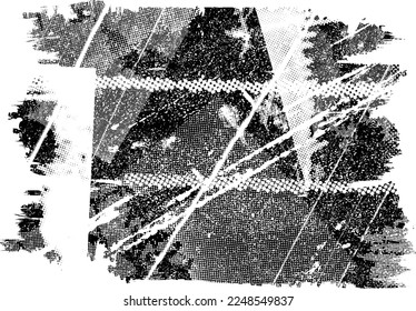 Capa de grifo distorsionada con destello. El ruido destruyó la textura. Formas de error de defecto de moda . Textura de fondo. Efecto perturbado .Formas vectoras con una textura de impresión de pantalla de puntos de medio tono.