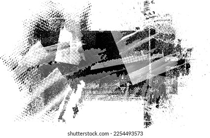 Capa de grifo distorsionada con destello. El ruido destruyó la textura. Formas de error de defecto de moda . Textura de fondo. Efecto perturbado .Formas vectoras con una textura de impresión de pantalla de puntos de medio tono.