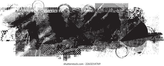 Glitch verzerrte Grunge-Schicht . Rauschen zerstörte Textur. Trendy Defaultformen . Overlay Grunge Textur . Distressed effect .Vector formt mit einer Siebdrucktextur mit Halbton-Punkten.
