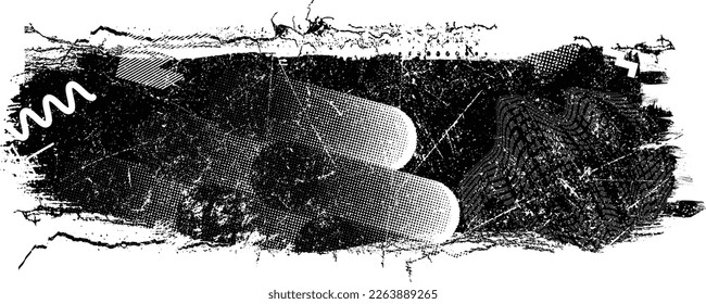 Glitch distorted grunge layer  . Noise destroyed texture . Trendy defect error shapes . Overlay grunge texture . Distressed effect .Vector shapes with a halftone dots screen print texture.