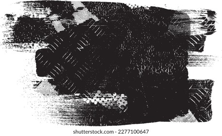 Glitch distorted grunge layer  . Noise destroyed texture . Trendy defect error shapes . Overlay grunge texture . Distressed effect .Vector shapes with a halftone dots screen print texture.