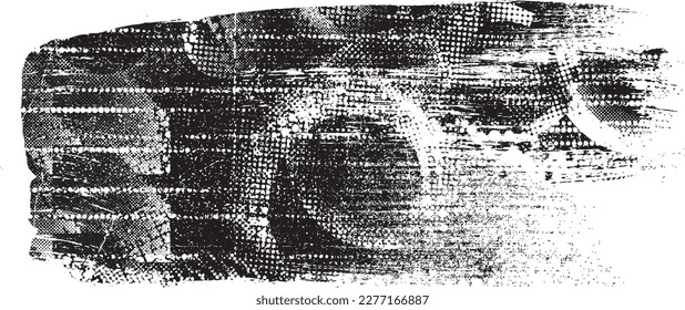 Glitch distorted grunge layer  . Noise destroyed texture . Trendy defect error shapes . Overlay grunge texture . Distressed effect .Vector shapes with a halftone dots screen print texture.