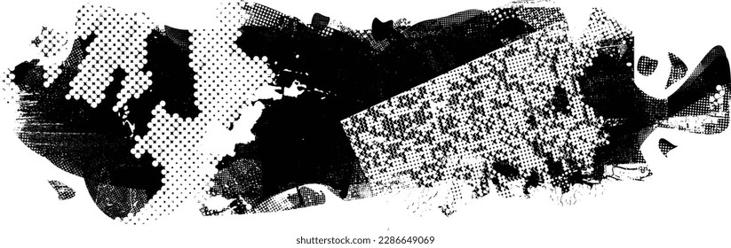 Glitch verzerrte Grunge-Schicht . Rauschen zerstörte Textur. Trendy Defaultformen . Overlay Grunge Textur . Distressed effect .Vector formt mit einer Siebdrucktextur mit Halbton-Punkten.