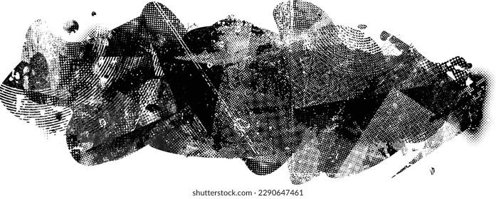 Capa de grifo distorsionada con destello. El ruido destruyó la textura. Formas de error de defecto de moda . Textura de fondo. Efecto perturbado .Formas vectoras con una textura de impresión de pantalla de puntos de medio tono.