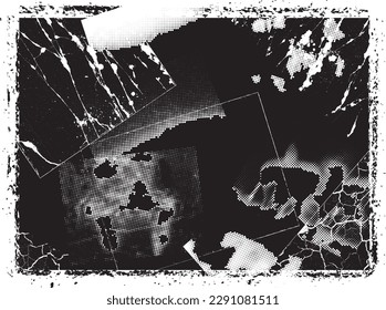 Glitch verzerrte Grunge-Schicht . Rauschen zerstörte Textur. Trendy Defaultformen . Overlay Grunge Textur . Distressed effect .Vector formt mit einer Siebdrucktextur mit Halbton-Punkten.