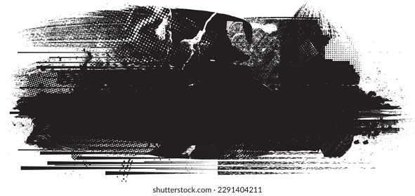 Glitch verzerrte Grunge-Schicht . Rauschen zerstörte Textur. Trendy Defaultformen . Overlay Grunge Textur . Distressed effect .Vector formt mit einer Siebdrucktextur mit Halbton-Punkten.