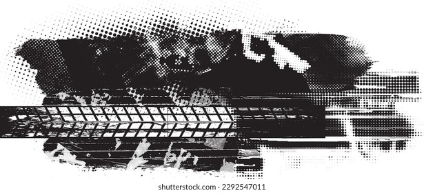 Glitch distorted grunge layer  . Noise destroyed texture . Trendy defect error shapes . Overlay grunge texture . Distressed effect .Vector shapes with a halftone dots screen print texture.