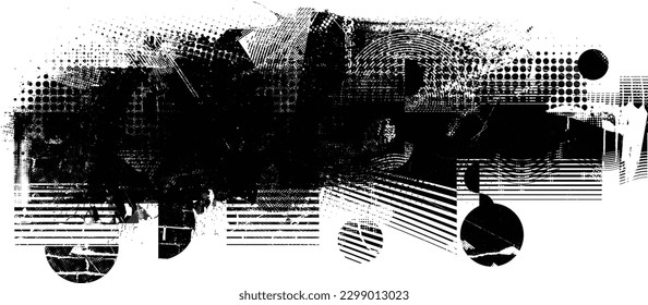 Glitch distorted grunge layer  . Noise destroyed texture . Trendy defect error shapes . Overlay grunge texture . Distressed effect .Vector shapes with a halftone dots screen print texture.