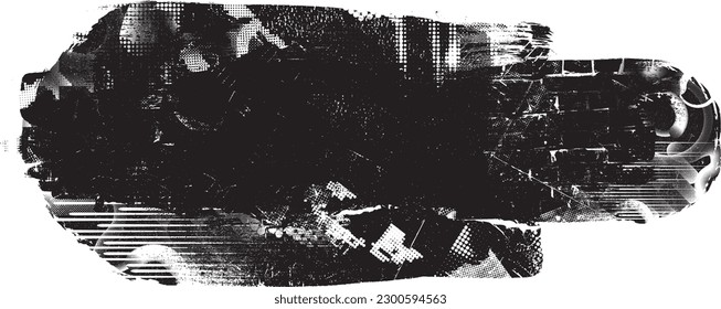 Glitch verzerrte Grunge-Schicht . Rauschen zerstörte Textur. Trendy Defaultformen . Overlay Grunge Textur . Distressed effect .Vector formt mit einer Siebdrucktextur mit Halbton-Punkten.