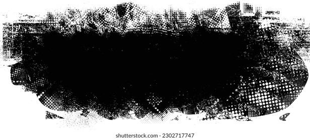 Glitch distorted grunge layer  . Noise destroyed texture . Trendy defect error shapes . Overlay grunge texture . Distressed effect .Vector shapes with a halftone dots screen print texture.