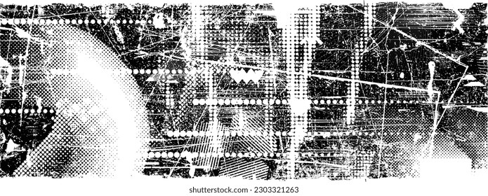 Glitch verzerrte Grunge-Schicht . Rauschen zerstörte Textur. Trendy Defaultformen . Overlay Grunge Textur . Distressed effect .Vector formt mit einer Siebdrucktextur mit Halbton-Punkten.