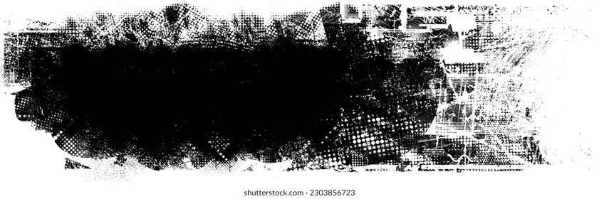 Glitch distorted grunge layer  . Noise destroyed texture . Trendy defect error shapes . Overlay grunge texture . Distressed effect .Vector shapes with a halftone dots screen print texture.