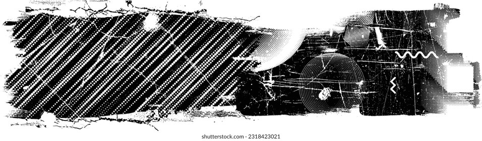 Capa de grifo distorsionada con destello. El ruido destruyó la textura. Formas de error de defecto de moda . Textura de fondo. Efecto perturbado .Formas vectoras con una textura de impresión de pantalla de puntos de medio tono.