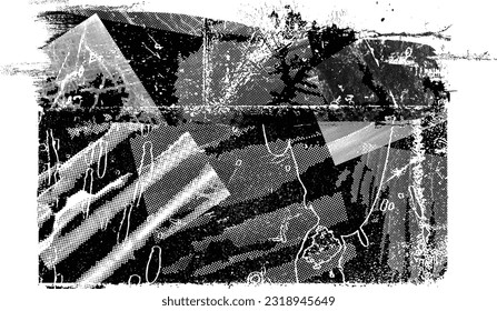 Capa de grifo distorsionada con destello. El ruido destruyó la textura. Formas de error de defecto de moda . Textura de fondo. Efecto perturbado .Formas vectoras con una textura de impresión de pantalla de puntos de medio tono.