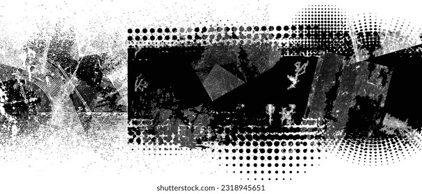 Capa de grifo distorsionada con destello. El ruido destruyó la textura. Formas de error de defecto de moda . Textura de fondo. Efecto perturbado .Formas vectoras con una textura de impresión de pantalla de puntos de medio tono.