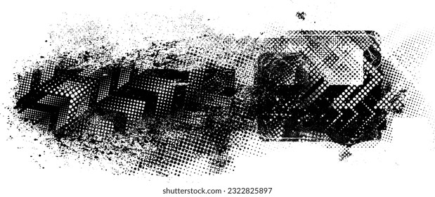 Glitch verzerrte Grunge-Schicht . Rauschen zerstörte Textur. Trendy Defaultformen . Overlay Grunge Textur . Distressed effect .Vector formt mit einer Siebdrucktextur mit Halbton-Punkten.