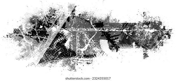 Glitch verzerrte Grunge-Schicht . Rauschen zerstörte Textur. Trendy Defaultformen . Overlay Grunge Textur . Distressed effect .Vector formt mit einer Siebdrucktextur mit Halbton-Punkten.