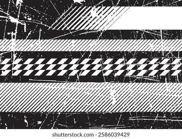 Glitch distorted grunge layer . Noise destroyed texture . Checkered race grunge flag . Overlay grunge texture . Distressed effect .Vector shapes with a speed lines screen print texture.